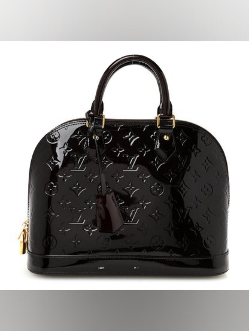 Louis Vuitton Burgandy Patent Alma PM Satchel with Monogram Embossing